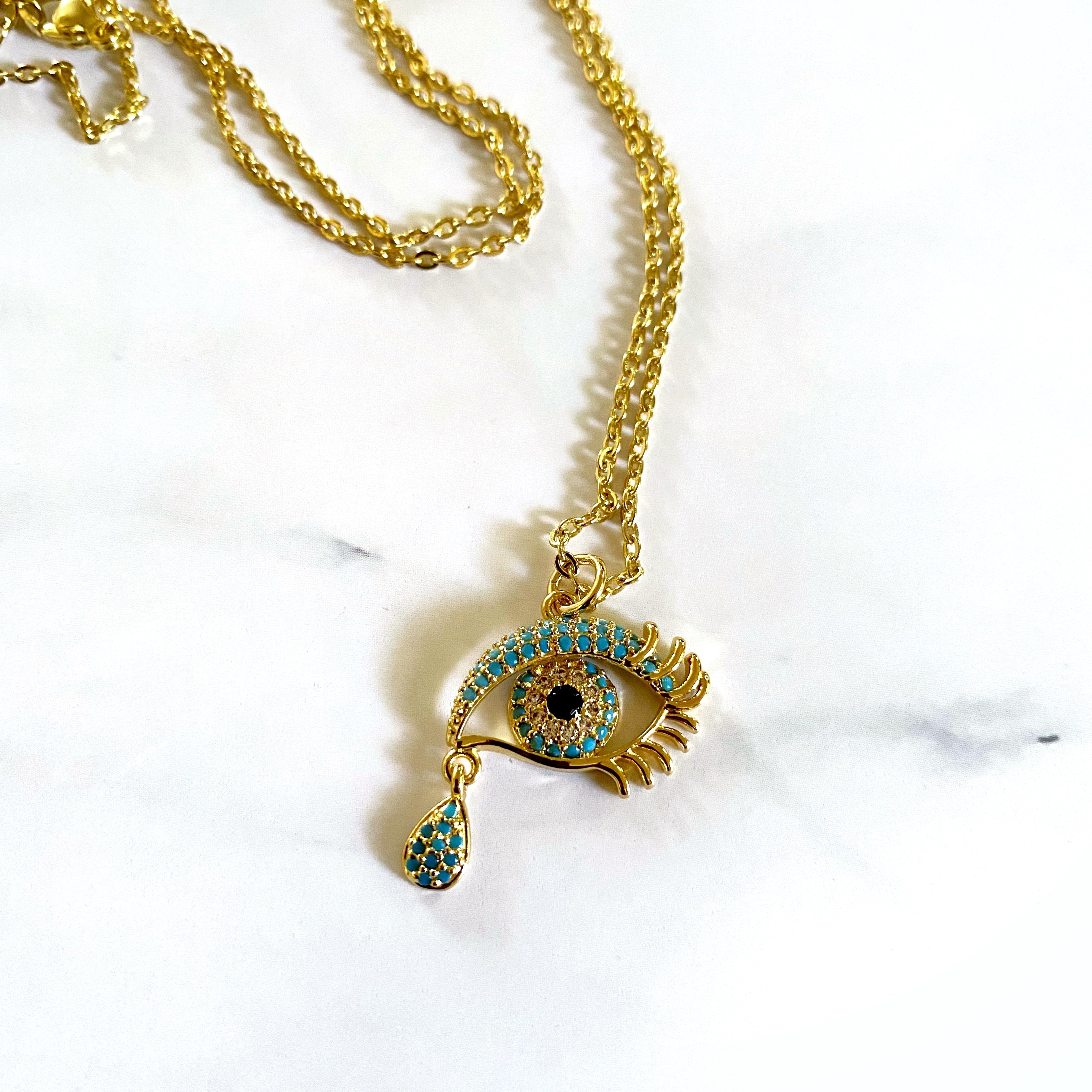 Teardrop Evil Eye Necklace